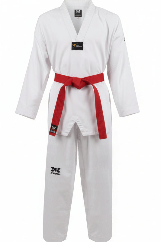 KPNP PROFESSIONAL TAEKWONDO UNIFORM White V-Neck Rever DOBOK