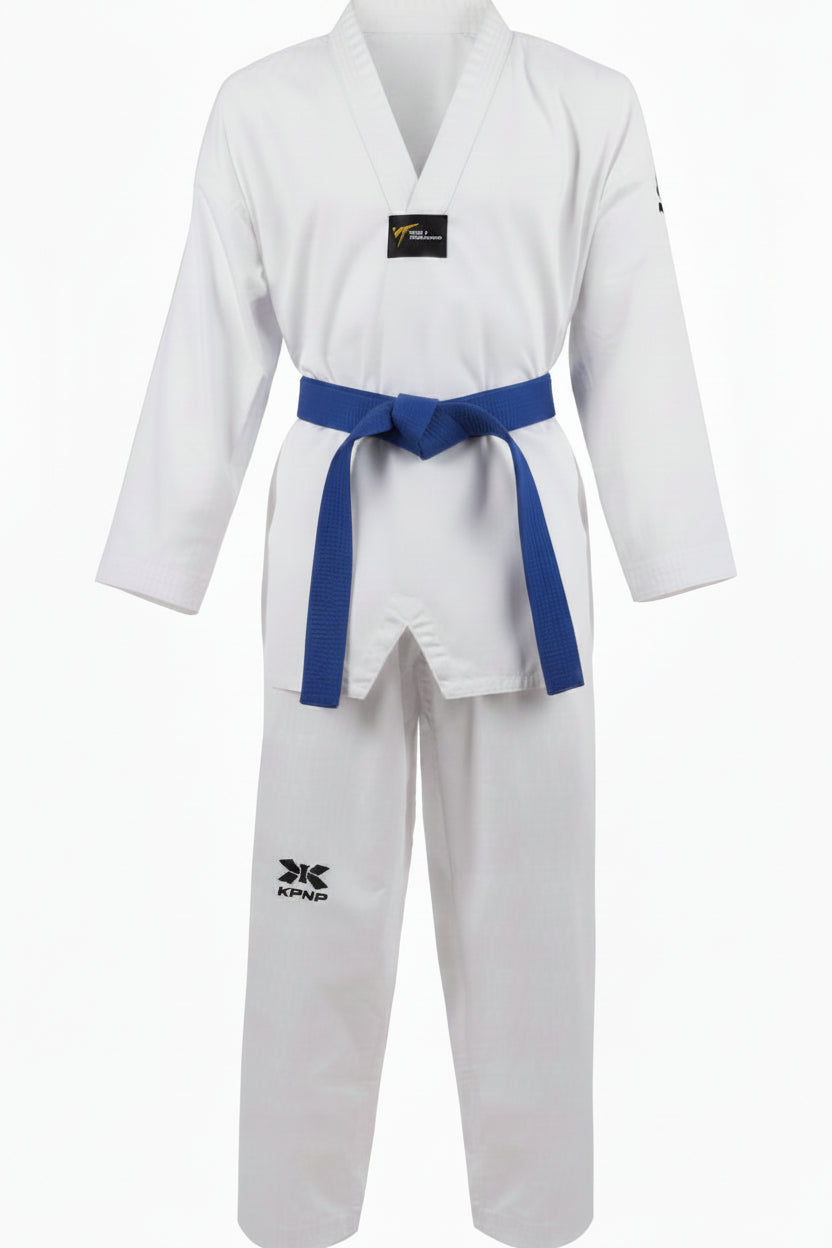 KPNP PROFESSIONAL TAEKWONDO UNIFORM White V-Neck Rever DOBOK